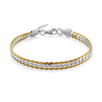Flat Curb Chain Bracelet in ION Plated YG and Stainless Steel (7.5-9.5In)