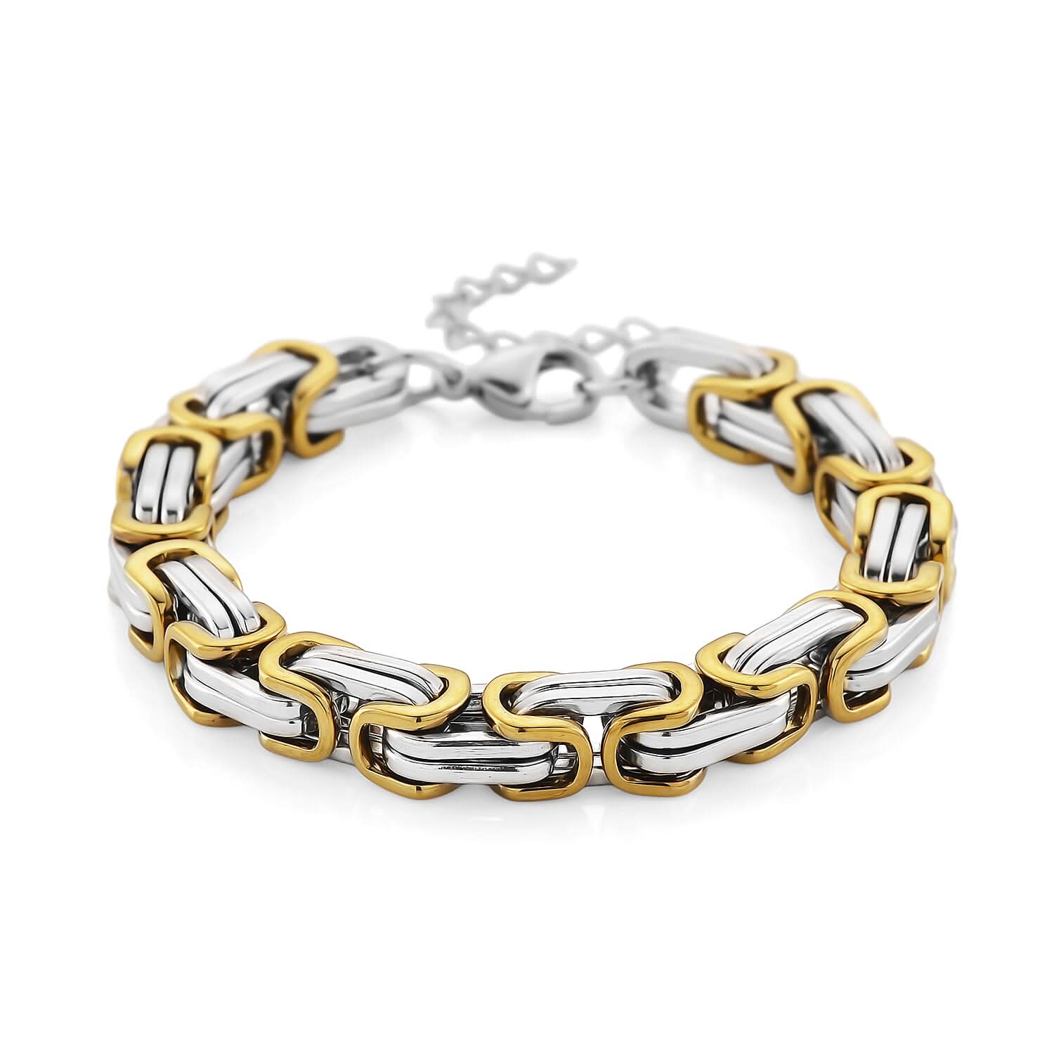 Byzantine Chain Bracelet (7.5-9.5In) in ION Plated YG and Stainless Steel
