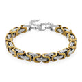 Two-tone Byzantine Chain Bracelet (7.5-9.5In) in ION Plated YG and Stainless Steel - Sticky add to cart bar