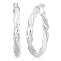 Italian Round Twist Hoop Earrings in Sterling Silver 3.69 Grams