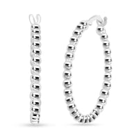 Italian Oval Bead Hoop Earrings in Sterling Silver 3.43 Grams