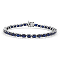 D'Joy Kanchanaburi Blue Sapphire (DF) 15.60 ctw Regal Symphony Bracelet in Rhodium Over Sterling Silver (6.50 In) - Sticky add to cart bar