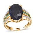 D'Joy Kanchanaburi Blue Sapphire (DF) and Multi Gemstone 7.00 ctw Royal Gleam Ring in 18K Vermeil Yellow Gold Over Sterling Silver (Size 10.0) - Sticky add to cart bar