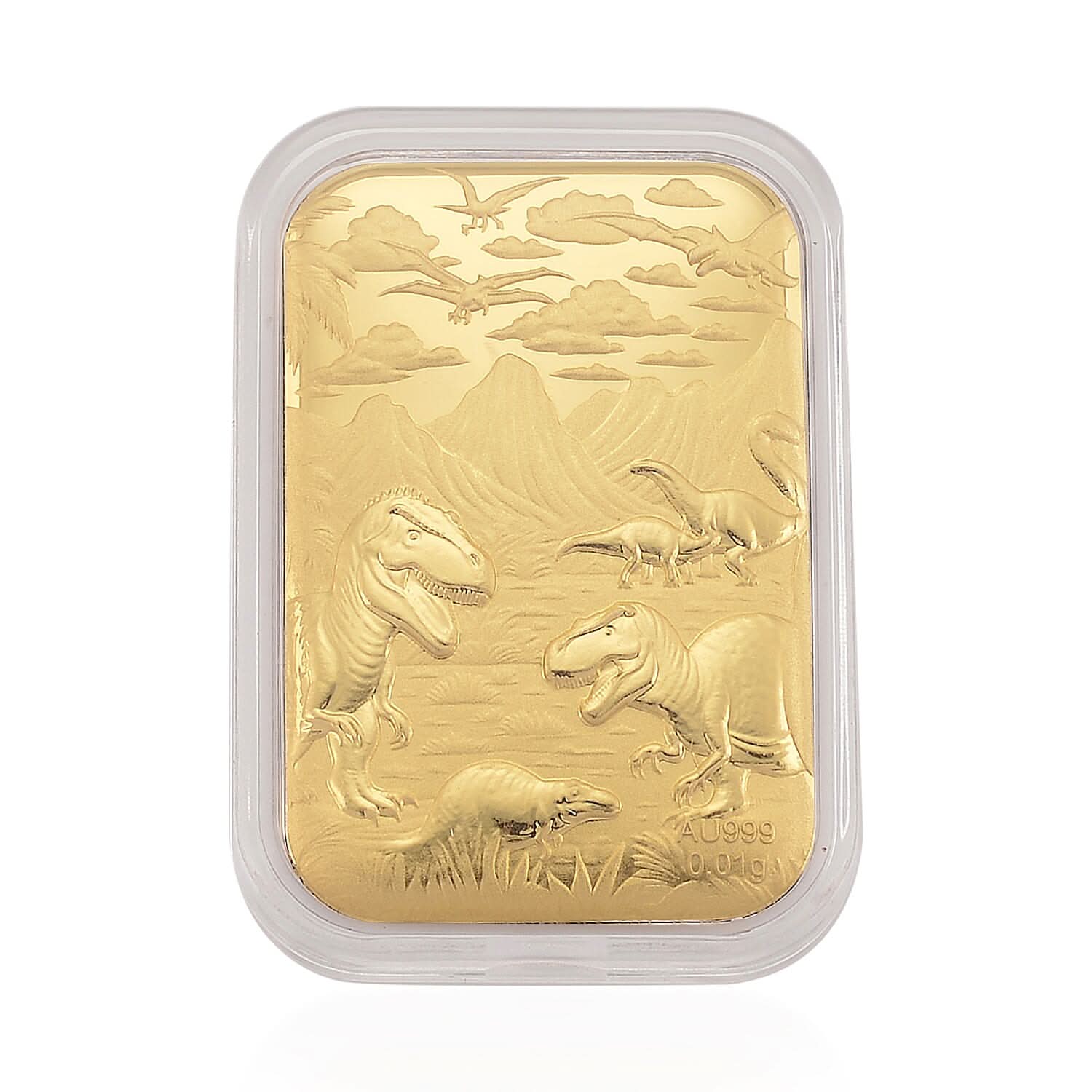 24K Yellow Golden Jurassic Age of Dinosaurs Emboss Sheet 10mg