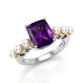 EverTrue African Amethyst, Fresh Water Pearl Ring in 18K YG Plated and Platinum Bond (Size 10.0) 3.00 ctw - Sticky add to cart bar