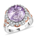 EverTrue Rose De France Amethyst, White Zircon Ring in 18K RG Plated and Platinum Bond (Size 10.0) 6.90 ctw - Sticky add to cart bar