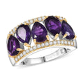 EverTrue African Amethyst, White Zircon Ring in 18K YG Plated and Platinum Bond (Size 5.0) 3.60 ctw - Sticky add to cart bar