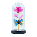 Pink Rose & Butterlfly in Glass Dome with LED Lights - Sticky add to cart bar