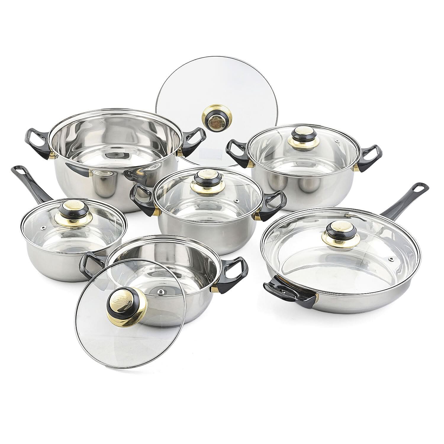 Closeout Alpine Cuisine 12 Piece Stainless Steel Cookware (Ships in 8-10 Business Days)