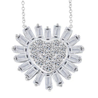 Luxuriant Lab Grown Diamond G SI Heart Necklace in Sterling Silver 3.22 ctw (18 Inches)