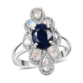 D'Joy Kanchanaburi Blue Sapphire (DF), Multi Gemstone Ring in Rhodium Over Sterling Silver (Size 10.0) 4.85 ctw - Sticky add to cart bar