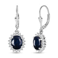 D'Joy Kanchanaburi Blue Sapphire (DF) and Moissanite 5.15 ctw Starlit Aura Lever Back Earrings in Rhodium Over Sterling Silver - Sticky add to cart bar