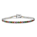 D'Joy Premium Multi-Tourmaline 6.25 ctw Rainbow Bracelet in Rhodium Over Sterling Silver (7.25 In) - Sticky add to cart bar