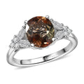 D'Joy Jenipapo Andalusite, Moissanite Ring in Rhodium Over Sterling Silver (Size 10.0) 3.15 ctw - Sticky add to cart bar