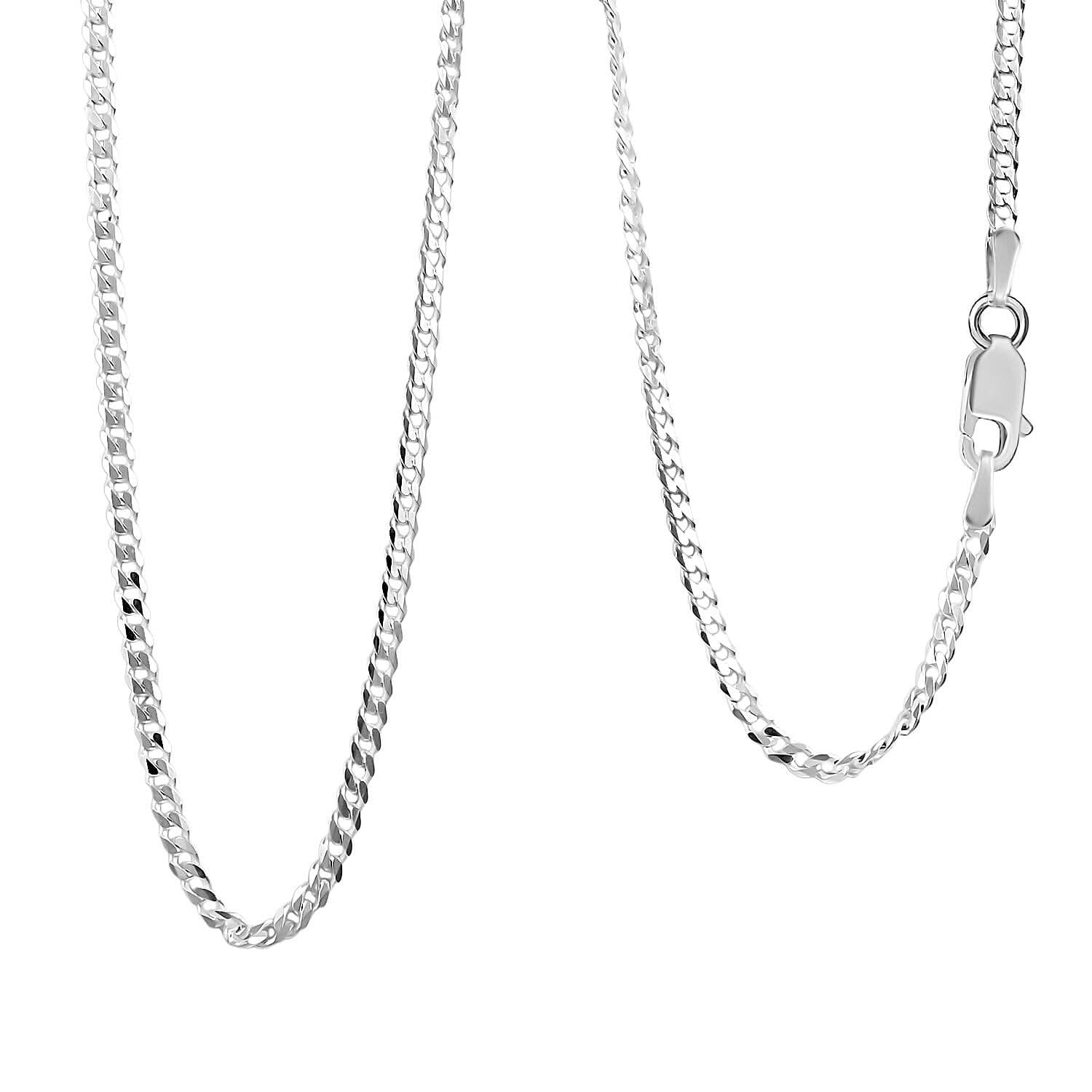 Italian Flat Cuban Chain Necklace in Sterling Silver 4.70 Grams 18 Inches