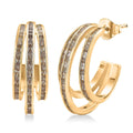 Simulated Diamond Three-Row Brilliance Hoop Earrings in Goldtone - Sticky add to cart bar