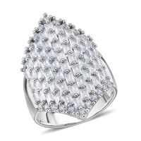Simulated Diamond Statement Ring in Silvertone (Size 10.0) 1.50 ctw