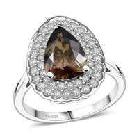 D'Joy Premium Jenipapo Andalusite, Moissanite Ring in Rhodium Over Sterling Silver (Size 10.0) 2.10 ctw