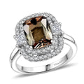 D'Joy Premium Jenipapo Andalusite, Moissanite Ring in Rhodium Over Sterling Silver (Size 10.0) 3.40 ctw - Sticky add to cart bar
