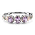 EverTrue Rose De France Amethyst, Chrome Diopside Bangle Bracelet in 18K RG Plated and Platinum Bond (6.50 In) 14.00 ctw - Sticky add to cart bar
