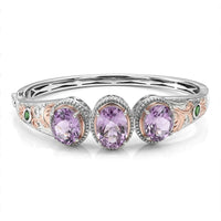 EverTrue Rose De France Amethyst, Chrome Diopside Bangle Bracelet in 18K RG Plated and Platinum Bond (6.50 In) 14.00 ctw