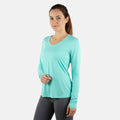 JONES NEW YORK Aquamarine Fitted Power Mesh Wicking Pullover Long Sleeve - L - Sticky add to cart bar
