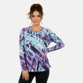 CLOSEOUT JONES NEW YORK Purple Palm Brushed Microfiber Long Sleeve with Kangaroo Pocket - L - Sticky add to cart bar