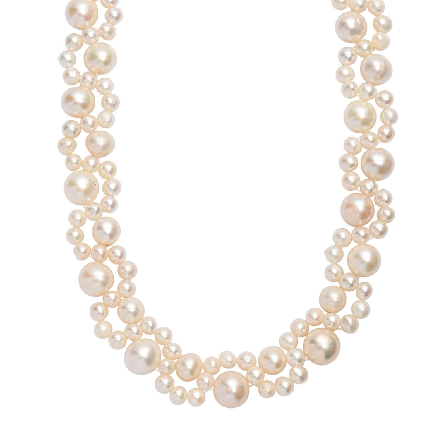 D'Joy Freshwater Pearl Necklace in Rhodium Over Sterling Silver 18 Inches