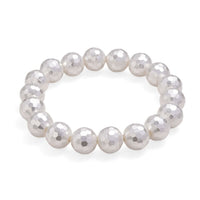 White Shell Pearl Stretch Bracelet (7-7.5In)