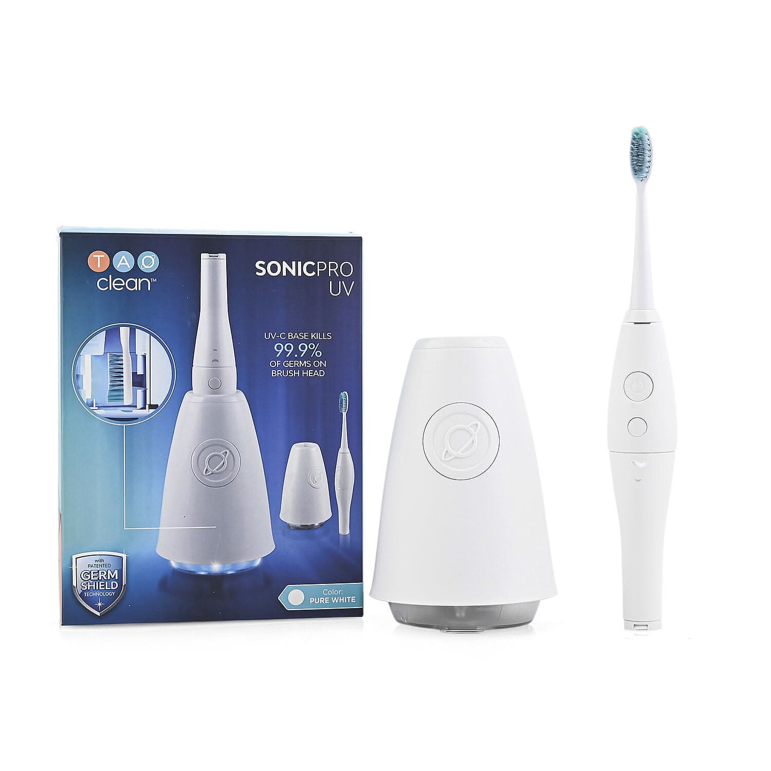 Closeout TAO Clean Sonic Pro UV Toothbrush with Germ Shield Sanitizer and 3 Replacement Brush Heads