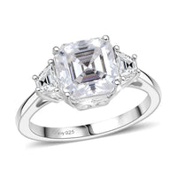 D'Joy Moissanite (Oct 8x8mm) Ring in Rhodium Over Sterling Silver (Size 10.0) 2.80 ctw