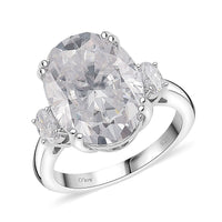 D'Joy Moissanite (Ovl 16x12mm) Ring in Rhodium Over Sterling Silver (Size 10.0) 10.45 ctw
