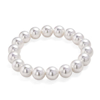 White Shell Pearl Stretch Bracelet (7.25 7.75In)