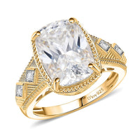 D'Joy Moissanite (Cush 14x10mm) Ring in 18K Vermeil YG Over Sterling Silver (Size 5.0) 7.60 ctw