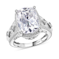 D'Joy Moissanite (Cush 14x10mm) Ring in 18K Vermeil YG Over Sterling Silver (Size 5.0) 7.60 ctw