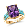 EverTrue African Amethyst, Lagoon Turquoise Ring in 18K YG Plated (Size 10.0) 6.00 ctw - Sticky add to cart bar