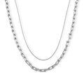 Geometric Link Chain Necklace in Silvertone 20-22 Inches - Sticky add to cart bar