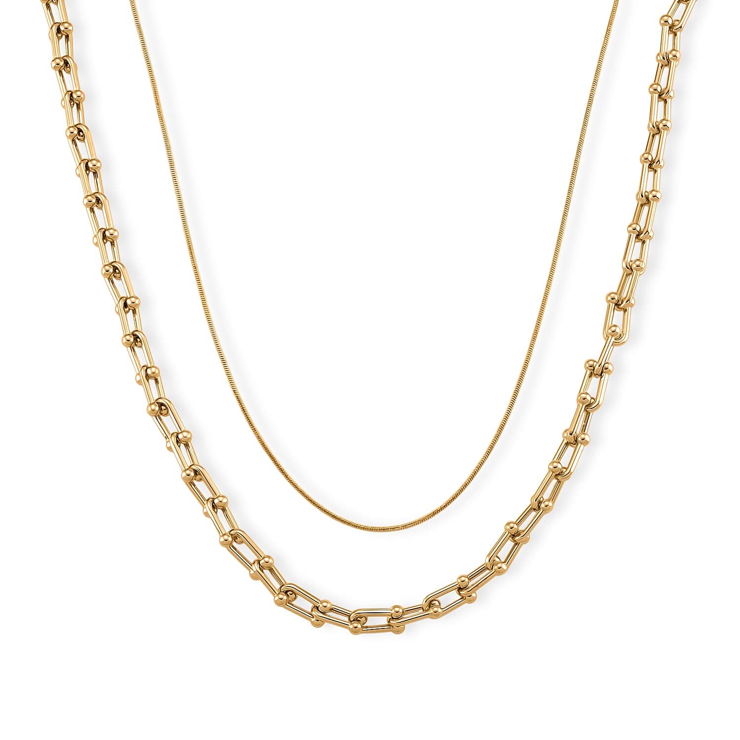 Geometric Link Chain Necklace in Goldtone 20-22 Inches