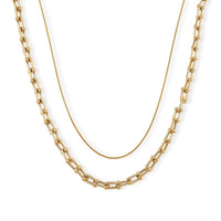 Geometric Link Chain Necklace in Goldtone 20-22 Inches