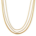 Herringbone and Snake Chain Necklace in Goldtone 20-22 Inches - Sticky add to cart bar