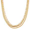 Herringbone and Oval Link Chain Necklace in Goldtone 20-22 Inches - Sticky add to cart bar