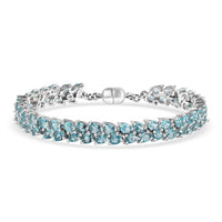 D'Joy Blue Apatite Twilight Petals Bracelet in Rhodium Over Sterling Silver (6.50 In) 11.10 ctw