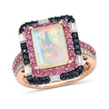 D'Joy Premium Ethiopian Welo Opal, Multi Gemstone Mosaic Art Ring in 18K Vermeil RG Over Sterling Silver (Size 10.0) 4.15 ctw - Sticky add to cart bar