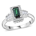 D'Joy AAA Monte Belo Indicolite, White Zircon Ring in Rhodium Over Sterling Silver (Size 6.0) 1.25 ctw - Sticky add to cart bar