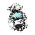 D'Joy Artisan Crafted Premium White Buffalo, Tahoe Nevada Turquoise Ring in Black Oxidised Sterling Silver (Size 10.0) 10.60 ctw - Sticky add to cart bar