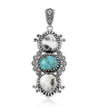 D'Joy Artisan Crafted White Buffalo, Tahoe Nevada Turquoise Pendant without Chain in Sterling Silver 8.90 ctw - Sticky add to cart bar
