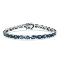 D'Joy London Blue Topaz Bracelet in Rhodium Over Sterling Silver (8.00 In) 25.60 ctw