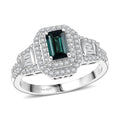 D'Joy AAA Monte Belo Indicolite, Moissanite Ring in Rhodium Over Sterling Silver (Size 6.0) 1.25 ctw - Sticky add to cart bar