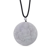Natural Jade 10.00 ctw Carved Buddha Pendant with Black Rope Cord Necklace (28 Inches)