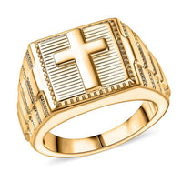 EverTrue Cross Men's Ring in 18K YG Plated Bronze (Size 10.0)